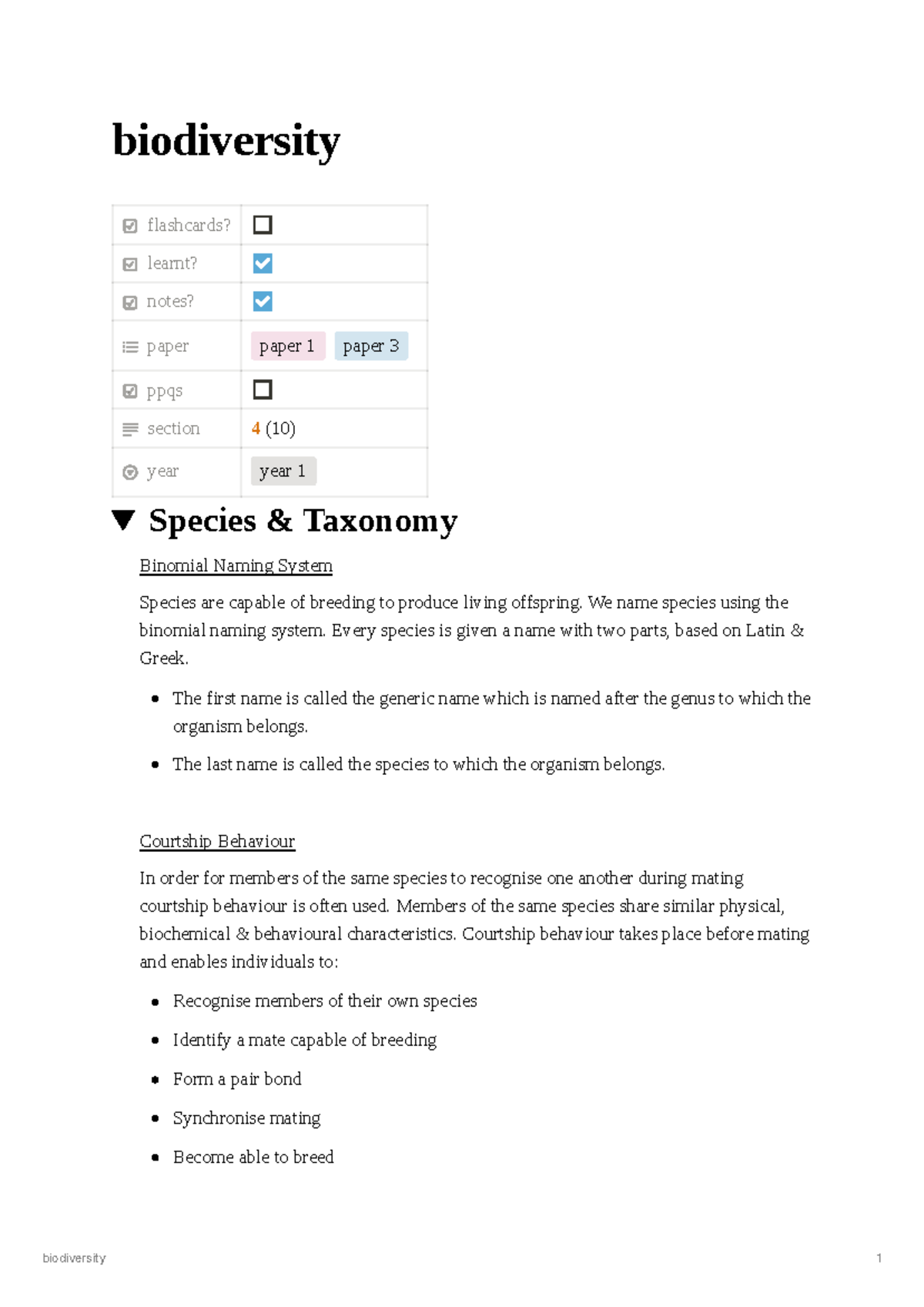 CH10 (Biodiversity) - notes - biodiversity flashcards? learnt? notes ...