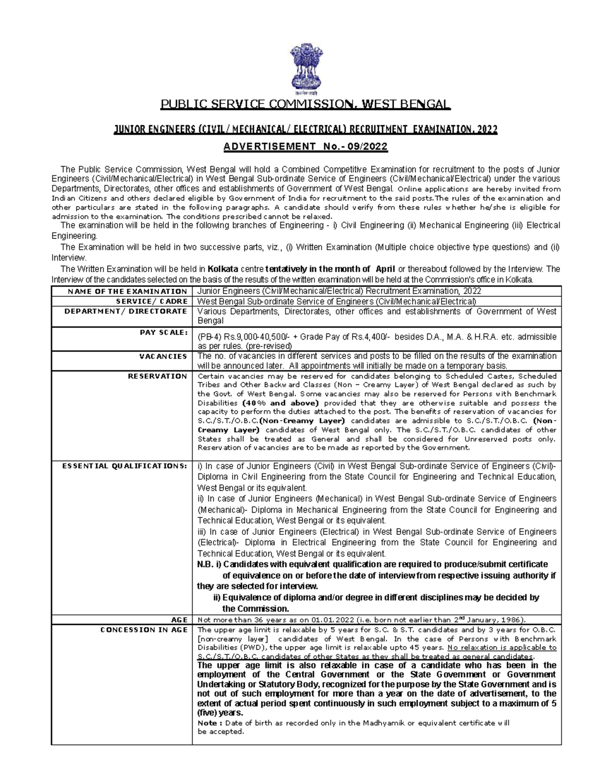 wbpsc-je-recruitment-2022-notification-public-service-commission