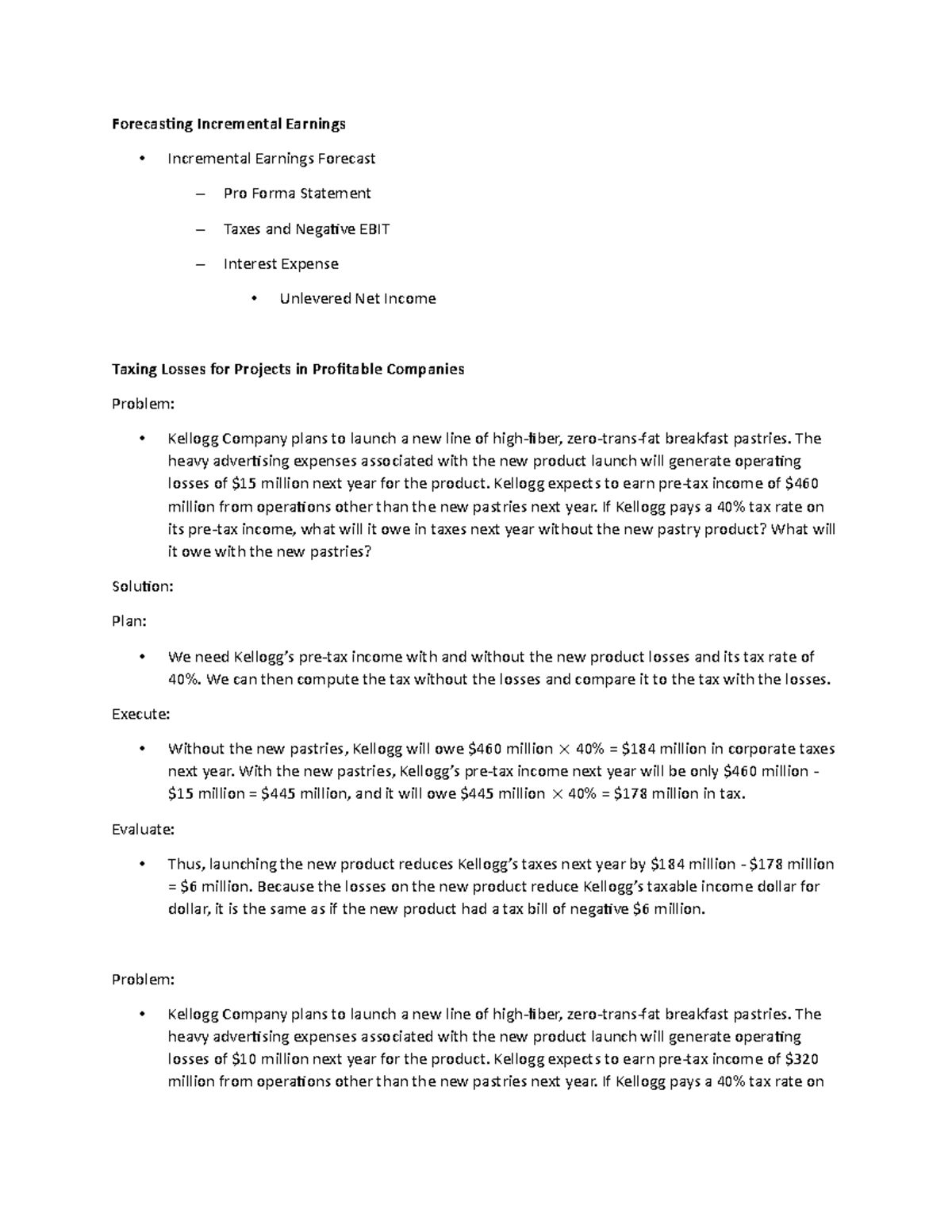 Lecture Notes 9c - Forecasting Incremental Earnings - Incremental ...
