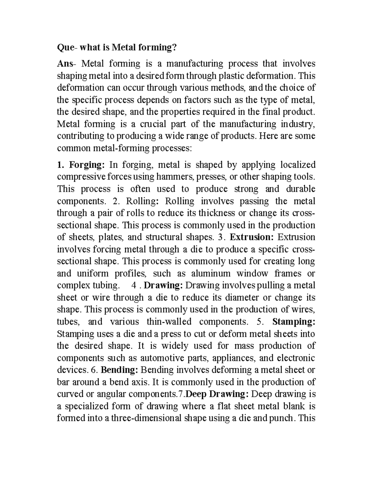 mathematical moduling manufacturing process - Que- what is Metal ...