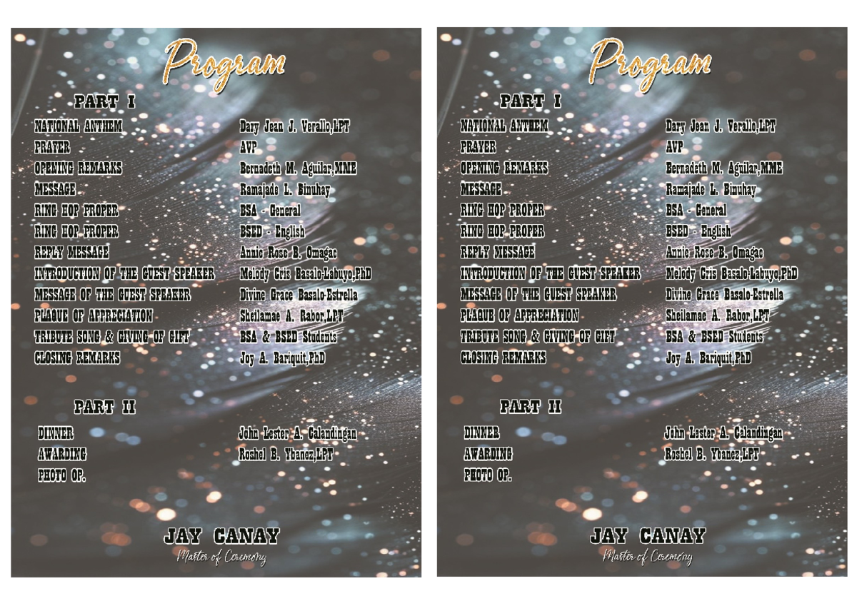 RING HOP Final - asdasvdghnfhmntj - Program Program ART I PART I ANTHEM ...