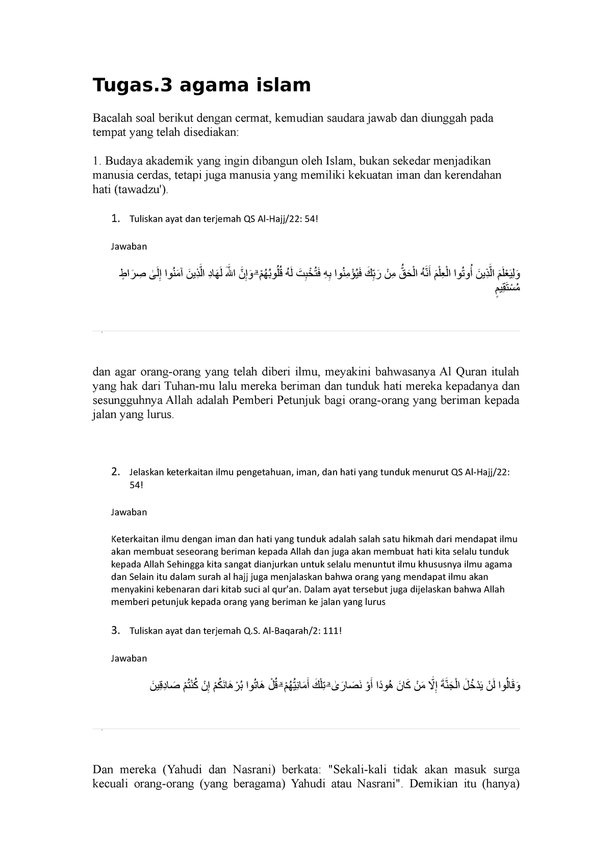 Tugas 3 Sesi 7 - Tugas Agama Islam Bacalah Soal Berikut Dengan Cermat ...