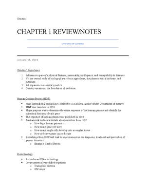 Genetics final study guide - CHAPTER 1 Heredity and variation Human ...
