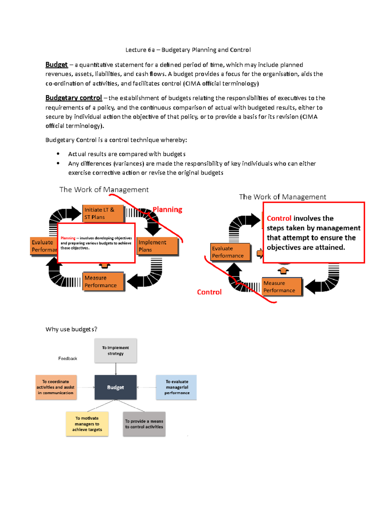 Lecture 6 - Budgeting And Control - Lecture 6a – Budgetary Planning And ...