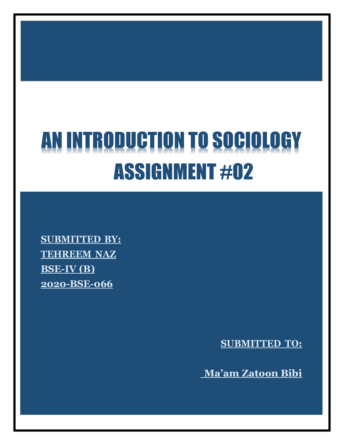 assignment of sociology front page