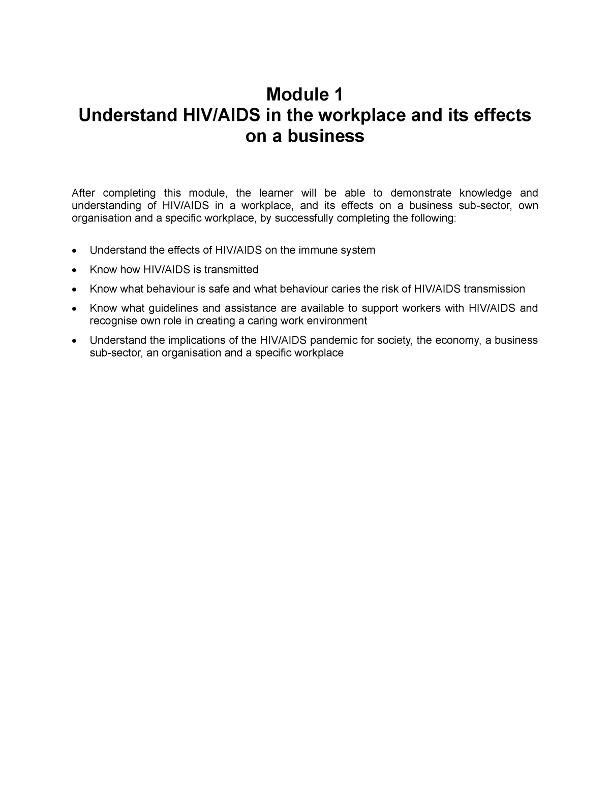 aids in the workplace case study 8.1