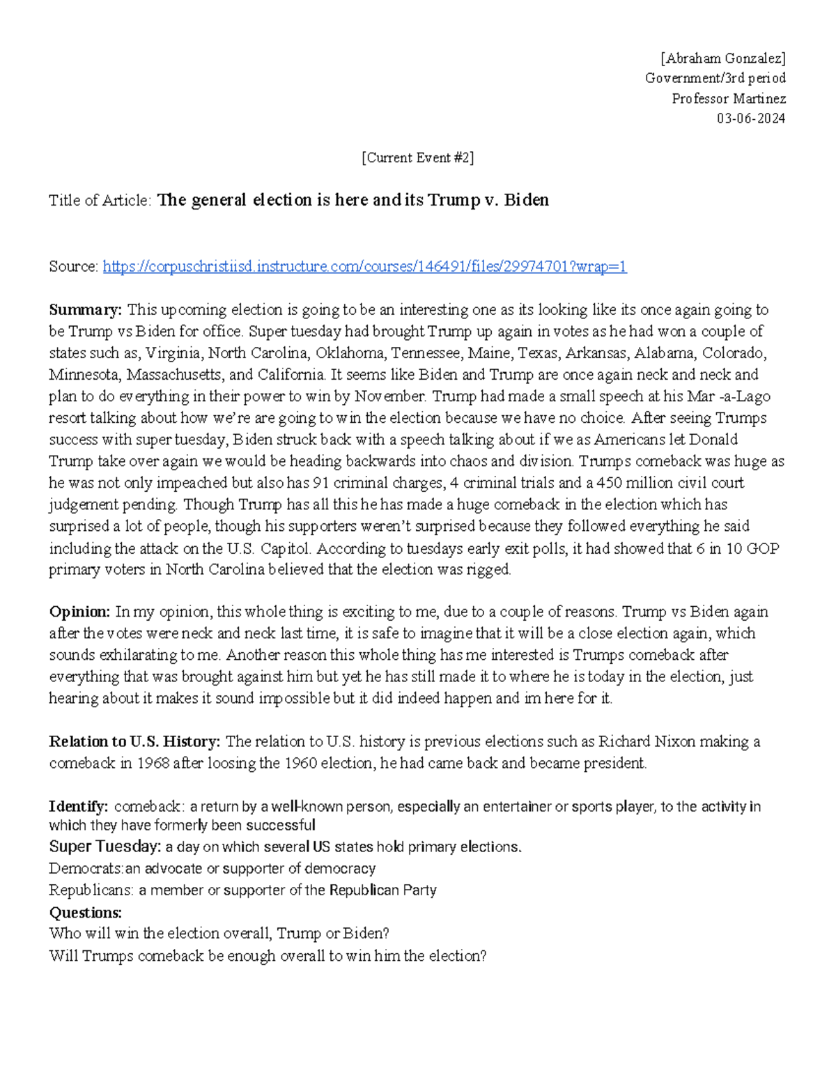 Current event 2 (03-06-2024) - [Abraham Gonzalez] Government/3rd period ...