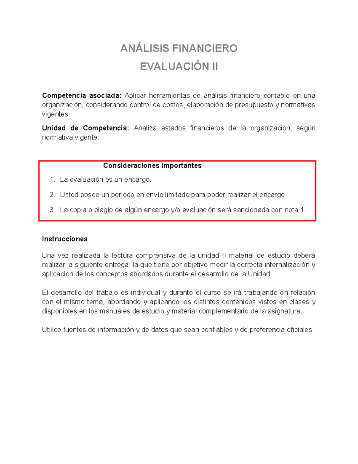 Taller Análisis Financiero - ANÁLISIS FINANCIERO EVALUACIÓN II ...