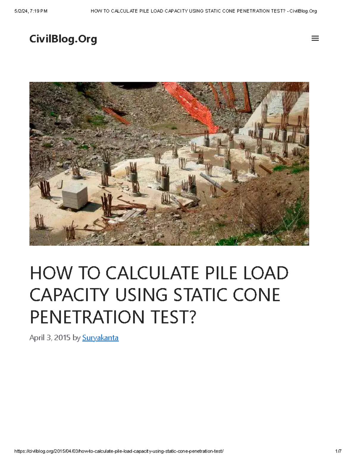HOW TO Calculate PILE LOAD Capacity Using Static CONE TEST