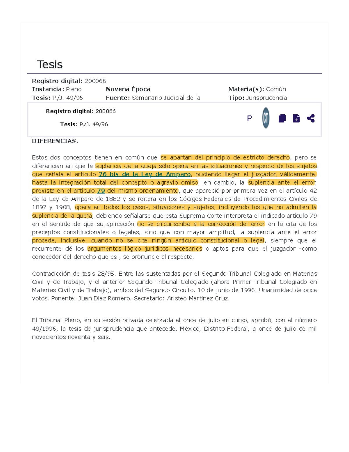 Tesis Diferencia Entre Suplencia De La Queja Y Suplencia Del Error ...