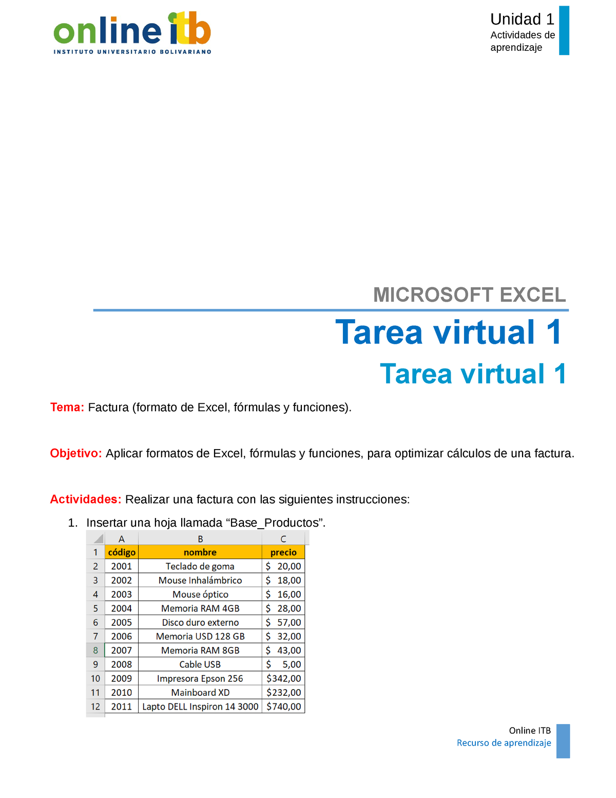 Tarea Virtual# 1 - TICK - Unidad 1 Actividades De Aprendizaje Online ...