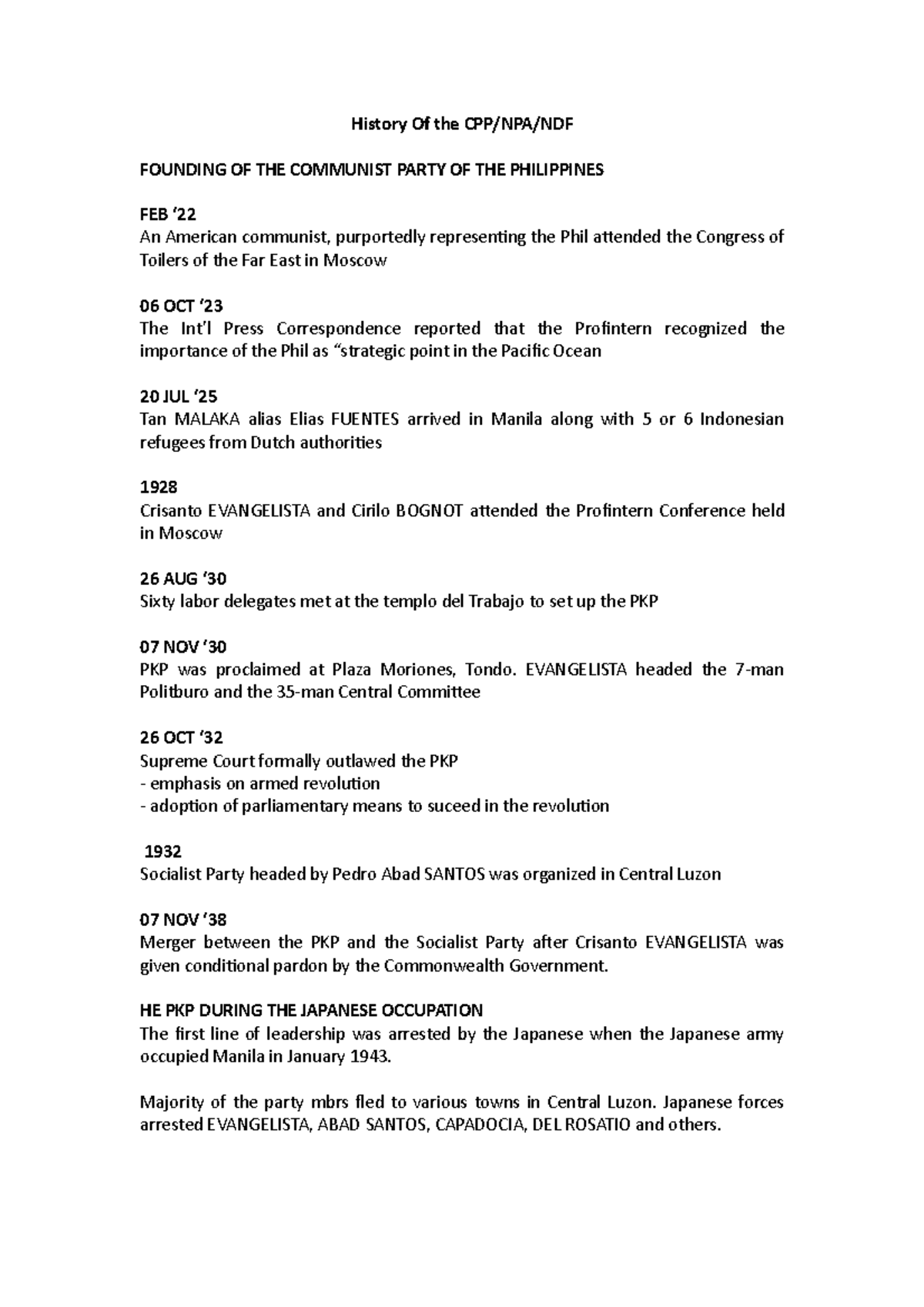 History Of the CPP CRIM lecture notes in criminology History Of the