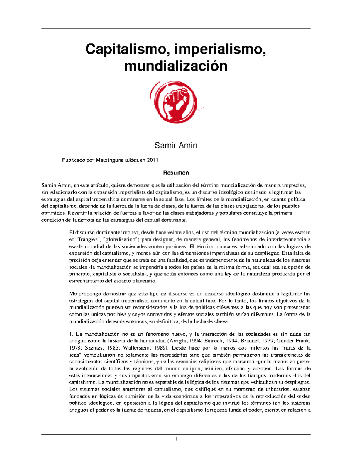 Samir Amin 2020 2020 Mundializaci n Samir Amin Publicado Por