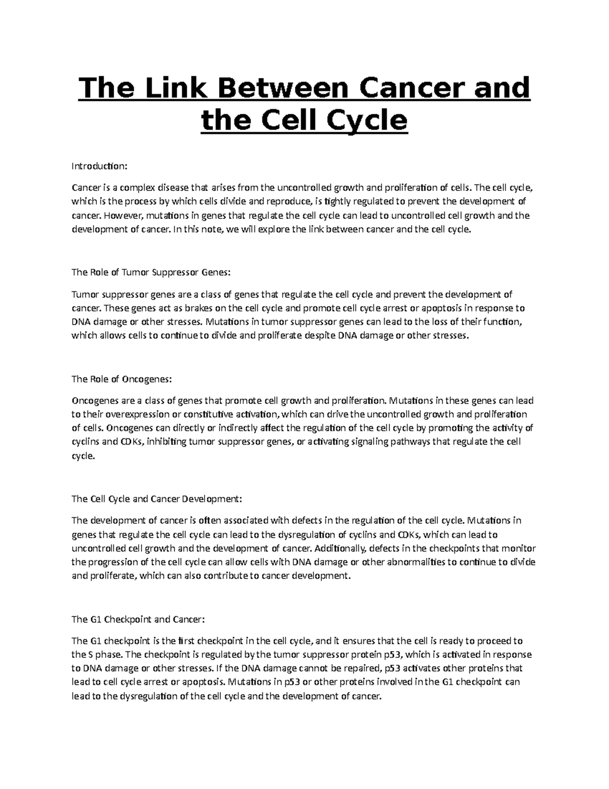 Apoptosis and programmed cell death - The Link Between Cancer and the ...