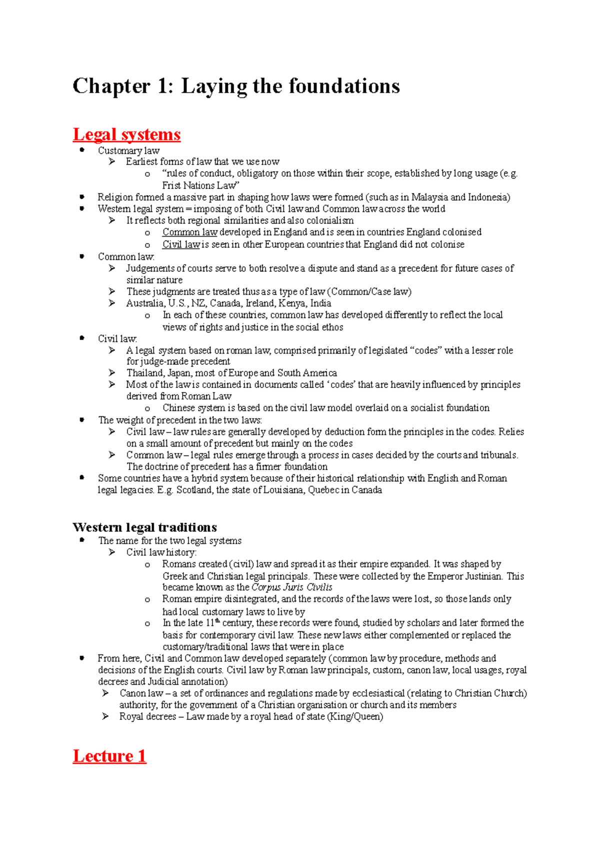 Legal notes foundations LAW 1501 Adelaide University Studocu