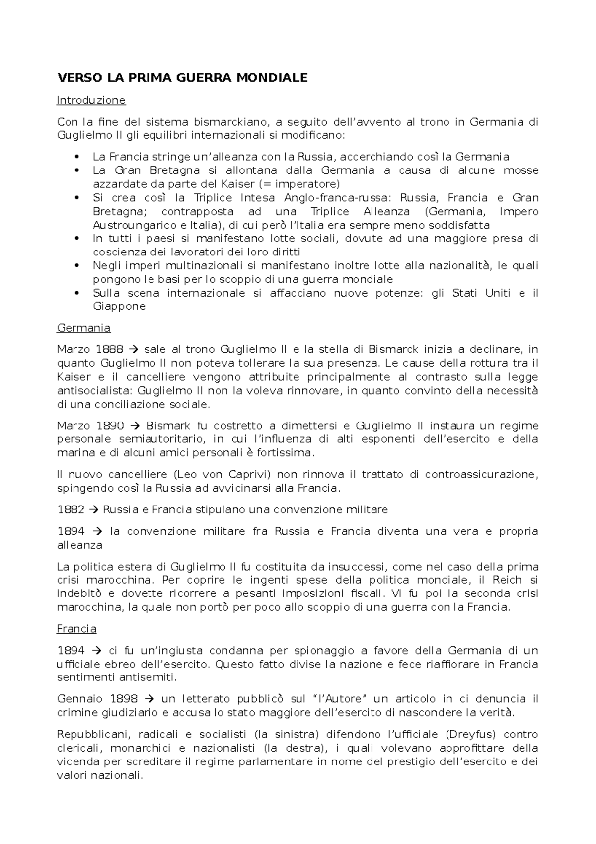 Storia contemporanea Canavero VERSO LA PRIMA GUERRA MONDIALE