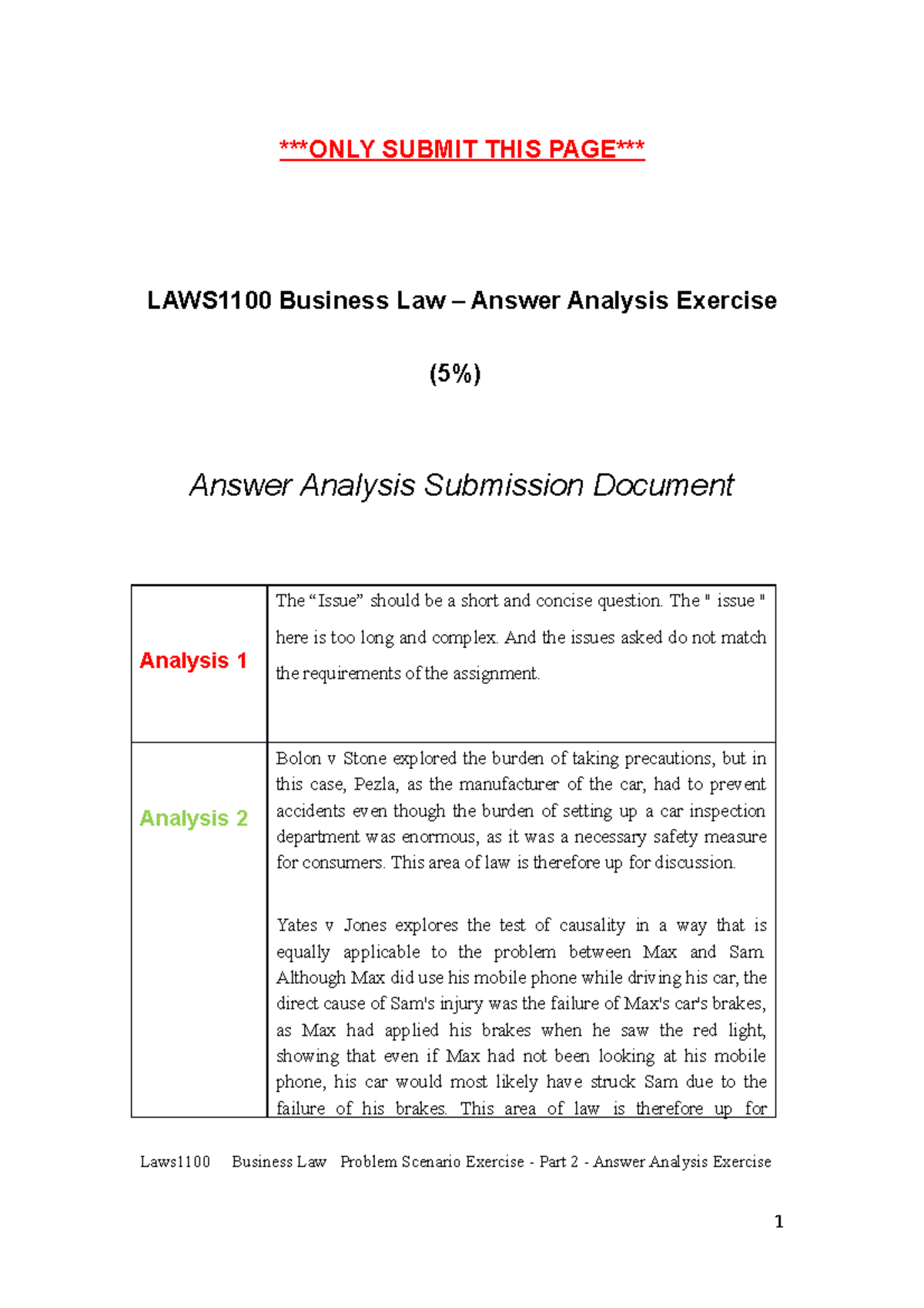 Problem Scenario Exercise Part 2 Answer Analysis Exercise Only Submit Problem Scenario Exercise Part 2 Answer Analysis Exercise Only Submit