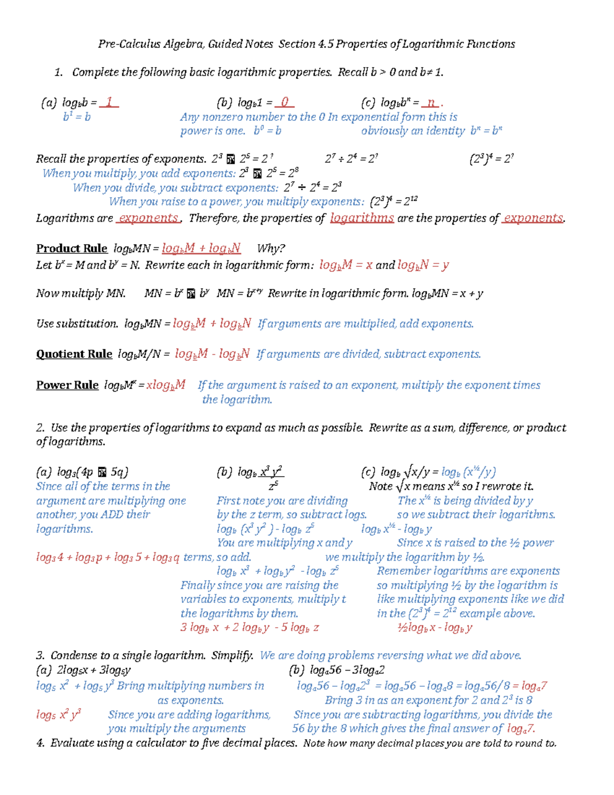 properties-of-logs-guid-notes-fill-in-pre-calculus-algebra-guided