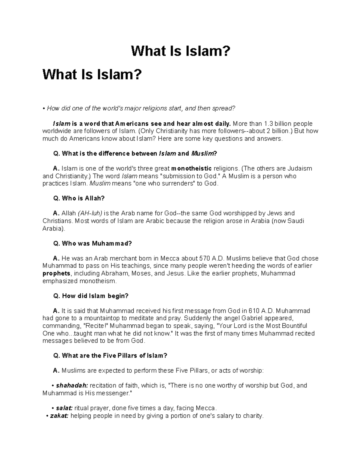 What Is Islam - Junior Scholastic Article - What Is Islam? What Is ...