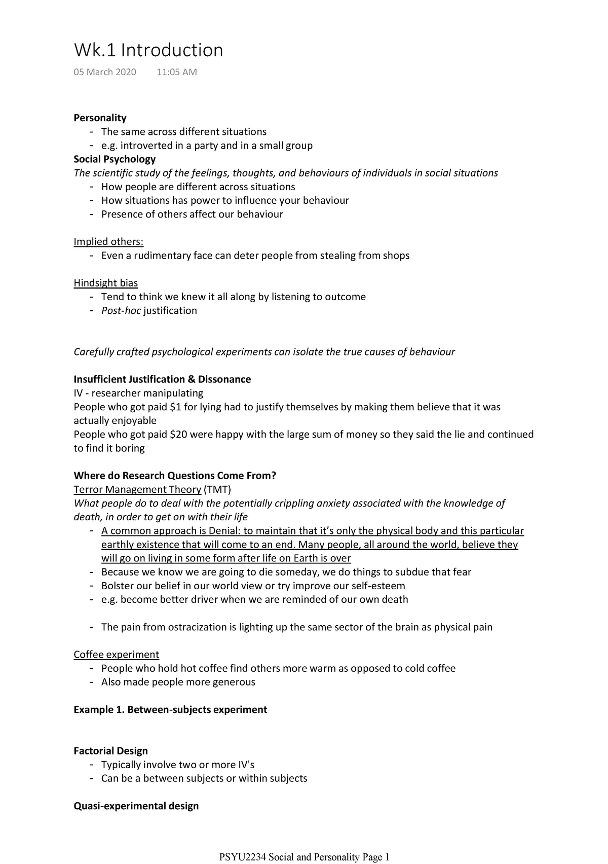 PSYU2234 Social And Personality - The Same Across Different Situations ...