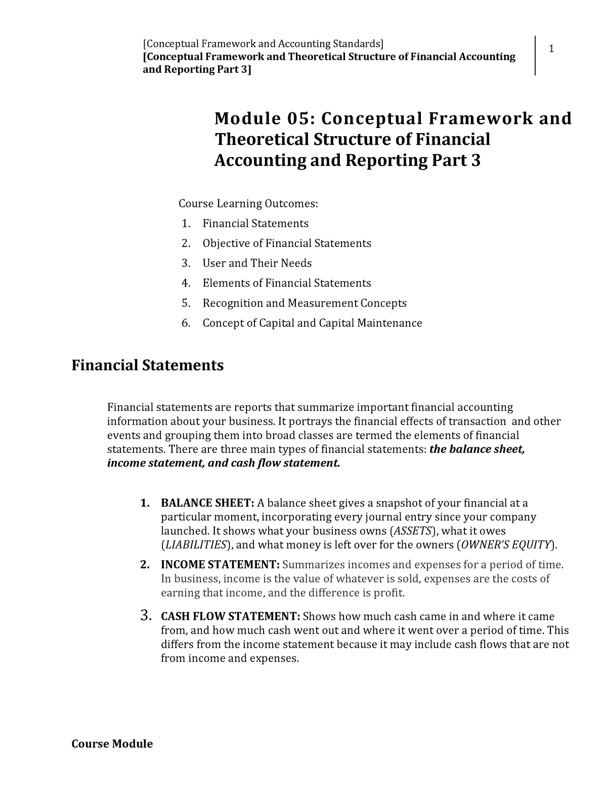 W3 Module 5 Conceptual Framework and Theoretical Structure of Financial ...