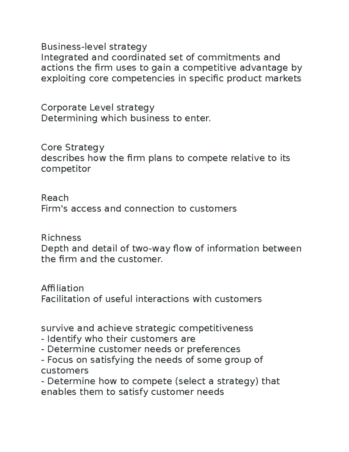 MGT-434 Ch. 4 - Lecture notes 4 - Business-level strategy Integrated ...