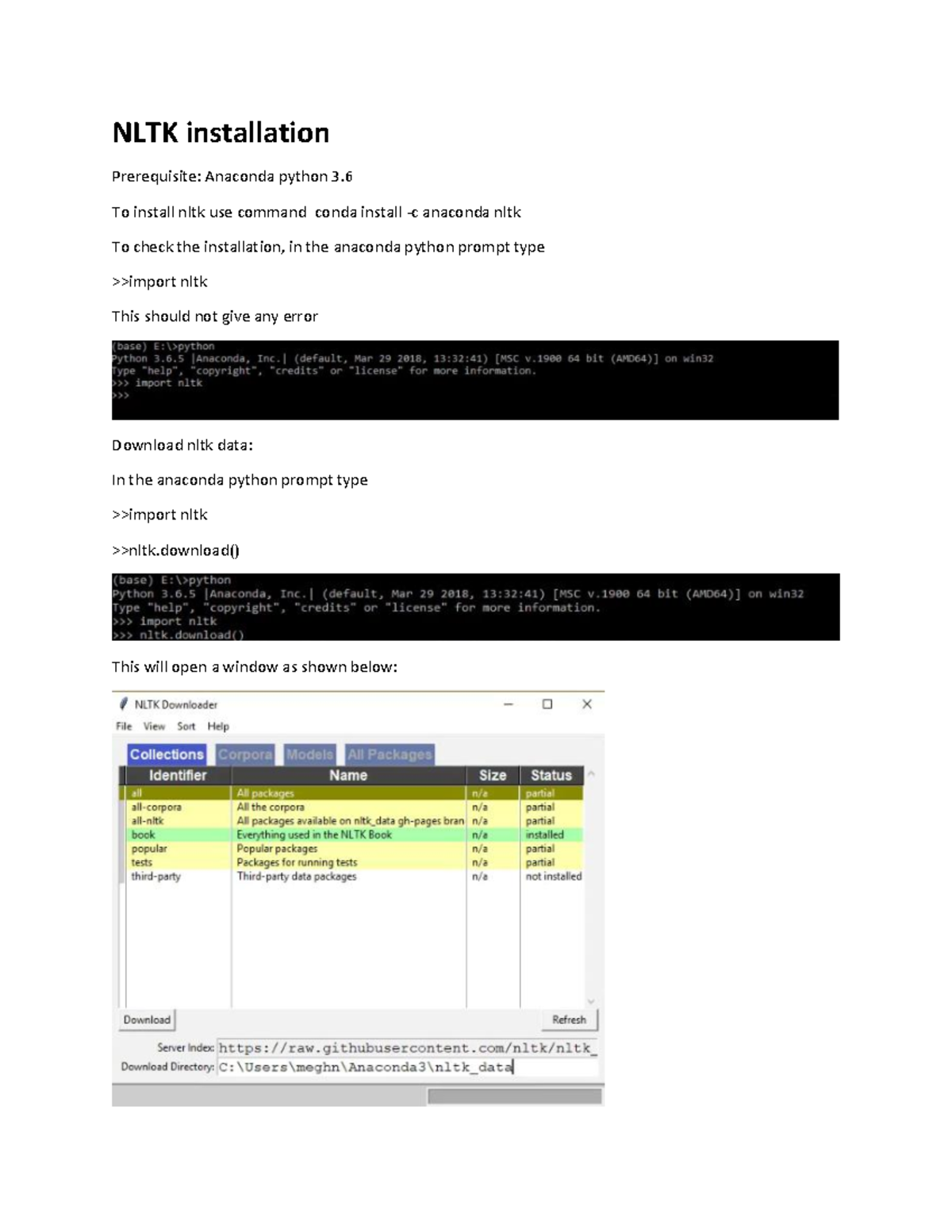 NLTK-installation-guide - CS420 - NLTK installation Prerequisite ...