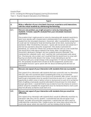 Task 4 - Motivation And Engagement Plan - Kendra Plyler D170 - Creating ...