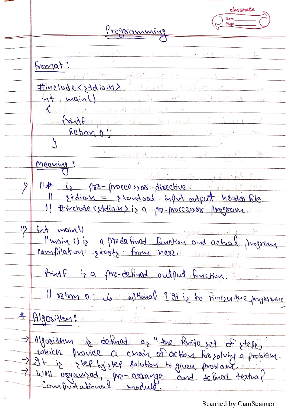 Day 1 (C++) Notes C++ 1st lecture note - B.tech CSE - LPU - Studocu