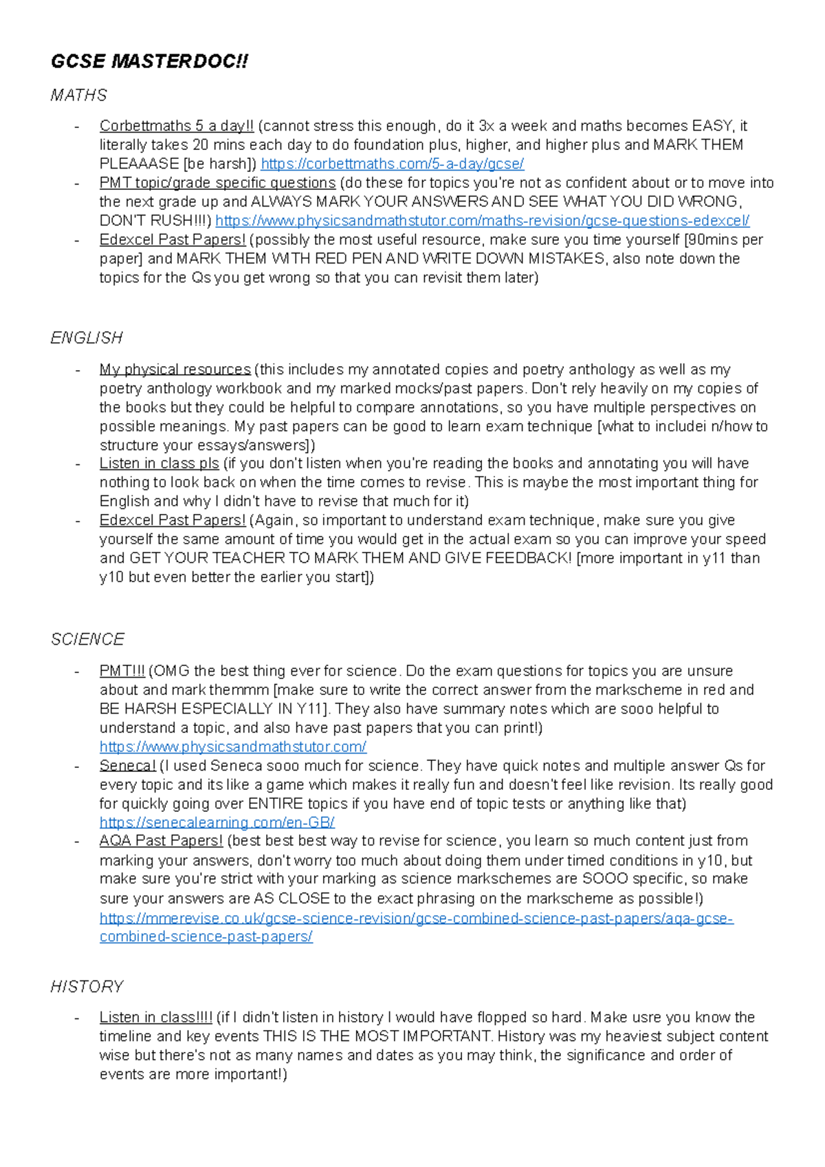 GCSE masterdocument - GCSE MASTERDOC!! MATHS - Corbettmaths 5 a day ...