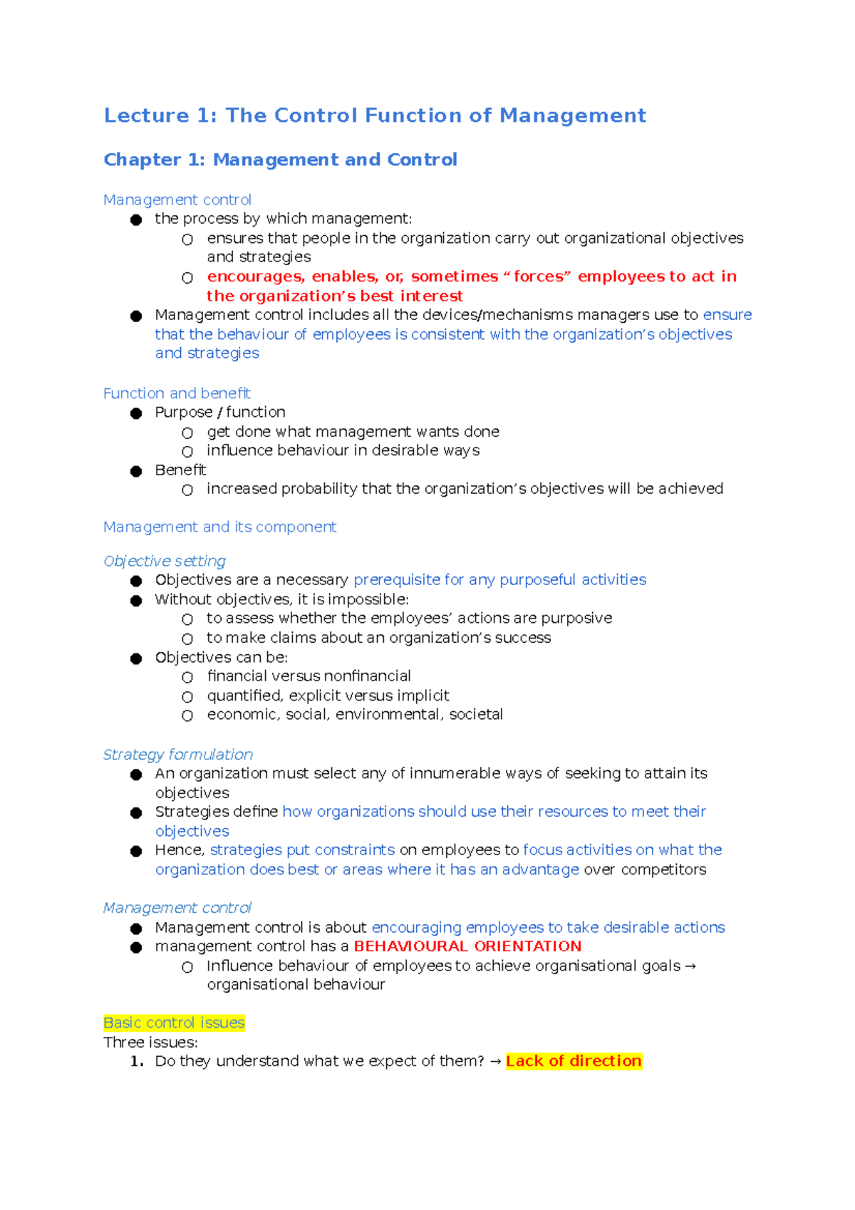 1.1 The Control Function of Management - Lecture 1: The Control ...