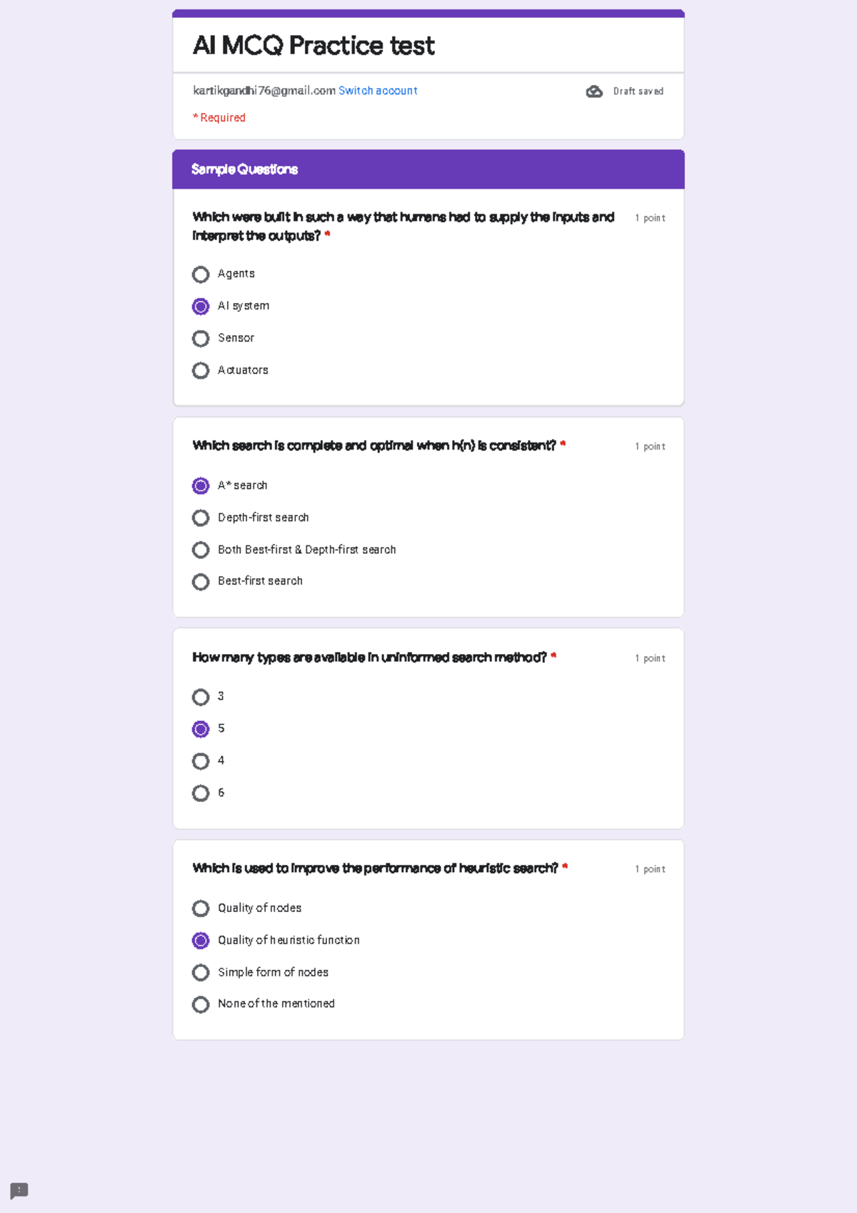 AI Sample MCQ for easy understanding Sample Questions 1 point Agents AI system Sensor