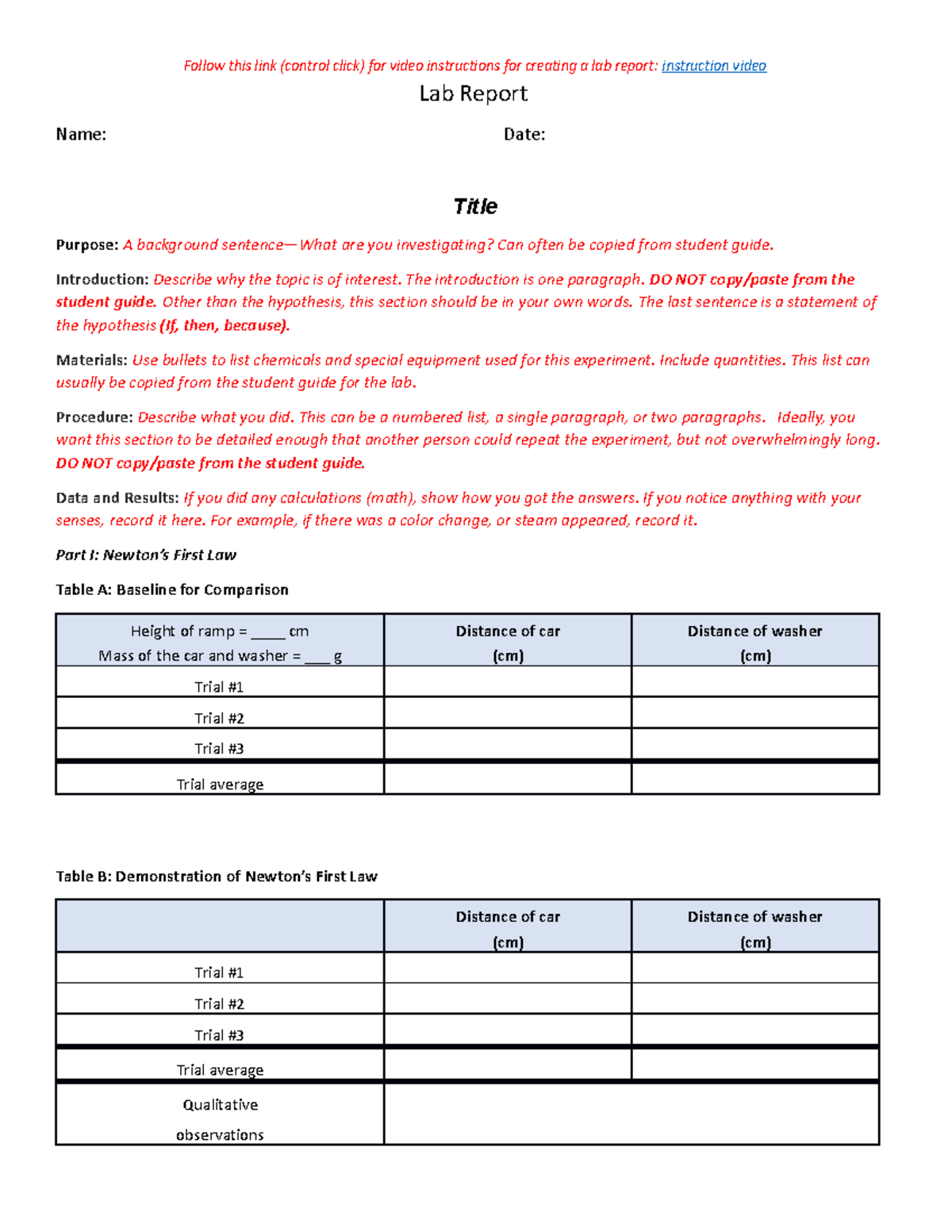 Lab report template PS5 - Follow this link (control click) for video ...