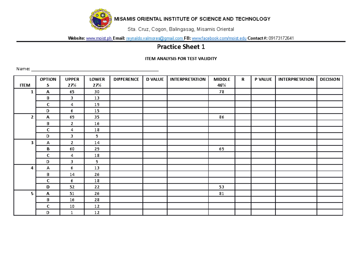 Practice-Sheet-1 - practice sheet for assessment - MISAMIS ORIENTAL ...