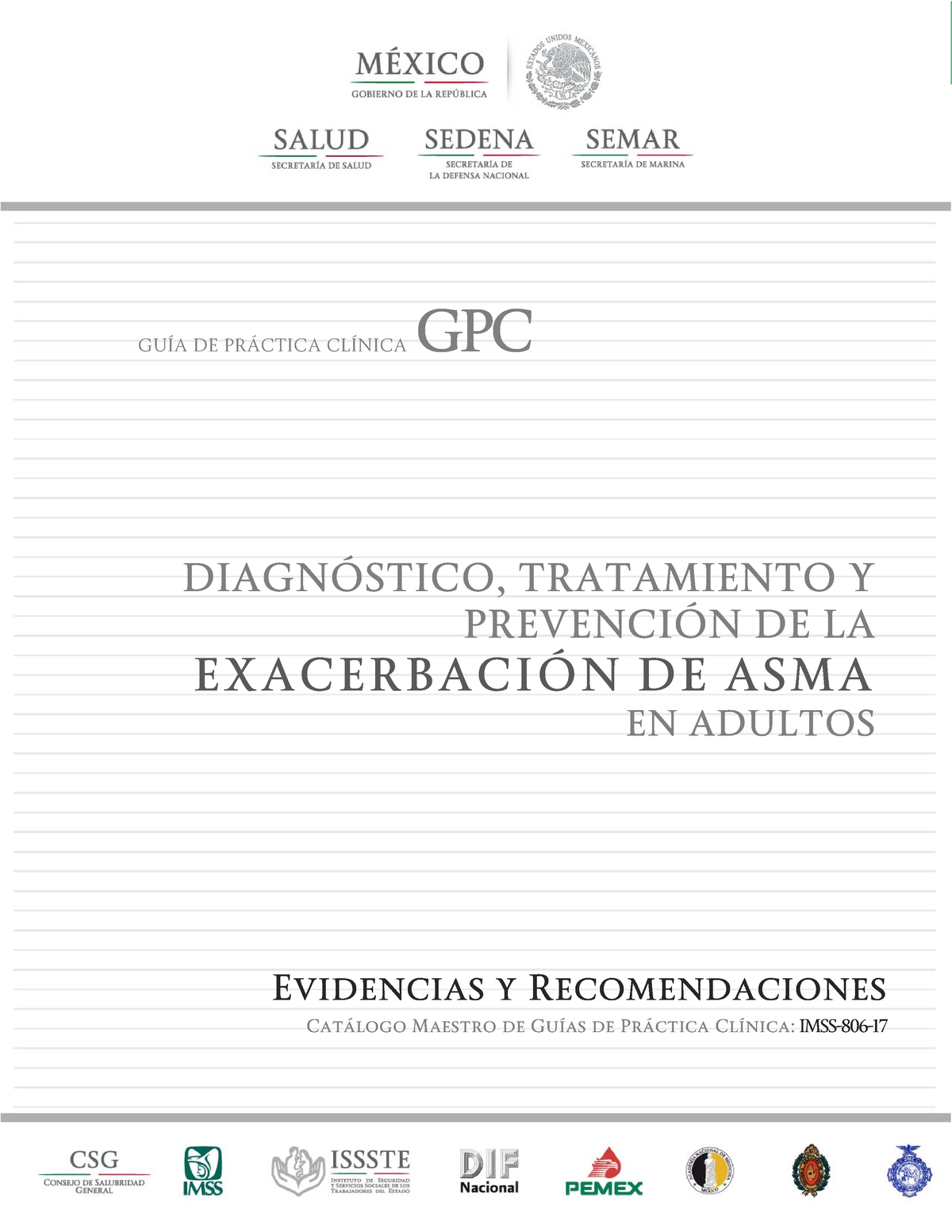 Asma Er Gpc Gpc 1 Evidencias Y Recomendaciones Catálogo Maestro De Guías De Práctica 0376