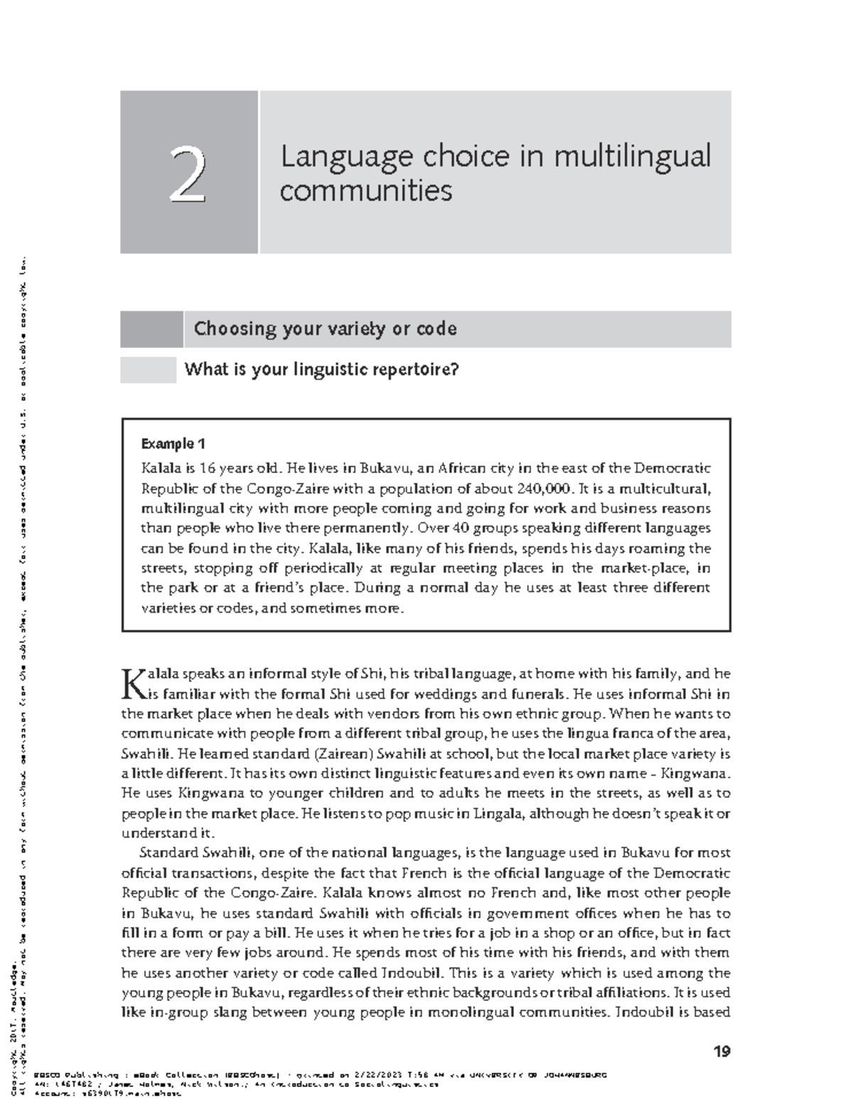 Chapter 2 Linguistic repertoire, domains of use, diglossia, code ...