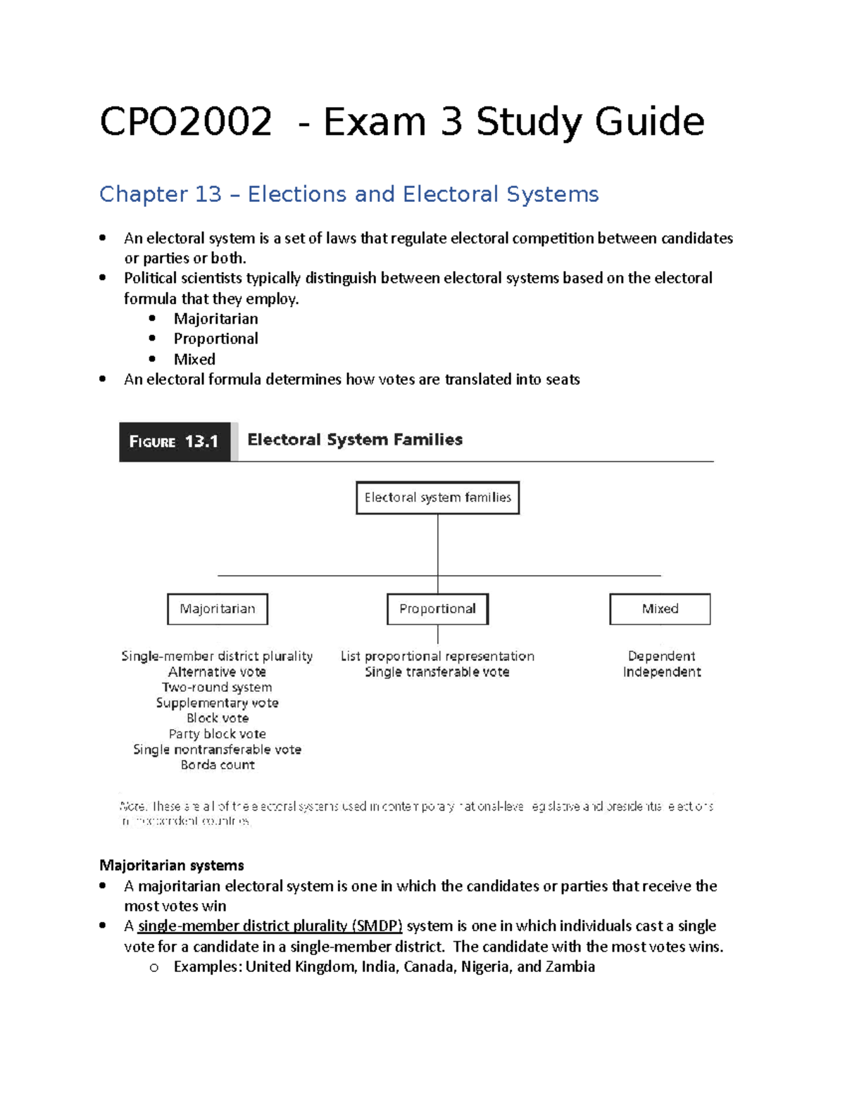 CPO2002 Exam3 Study Guide - CPO2002 - Exam 3 Study Guide Chapter 13 ...
