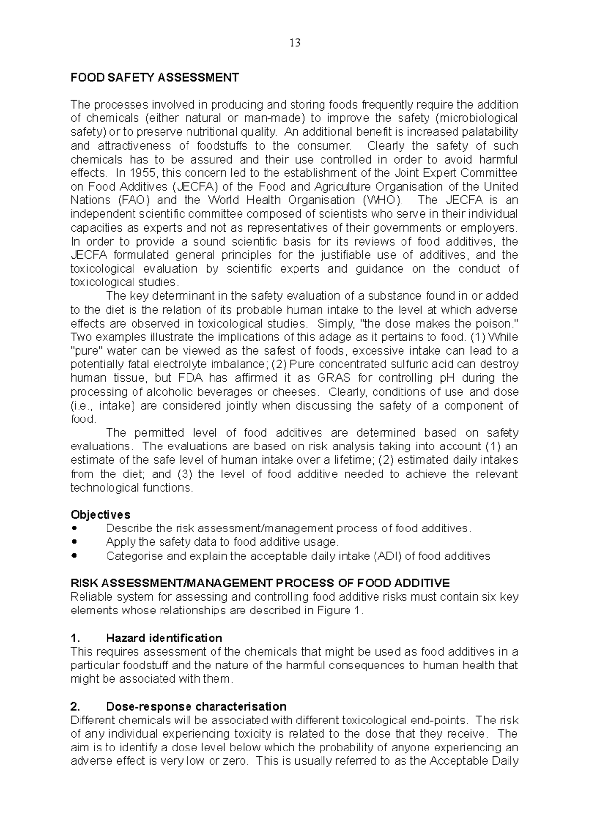 Food Safety Assessment - 13 FOOD SAFETY ASSESSMENT The processes ...