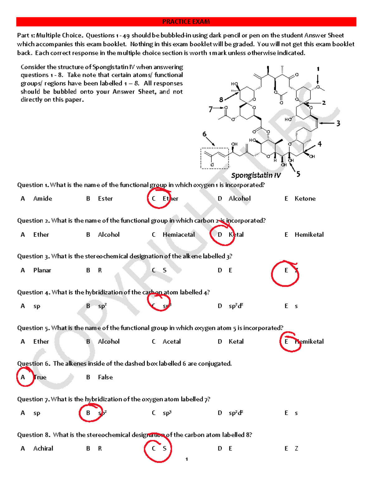 Final Exam 2018 - KEY - PRACTICE EXAM Part 1: Multiple Choice ...