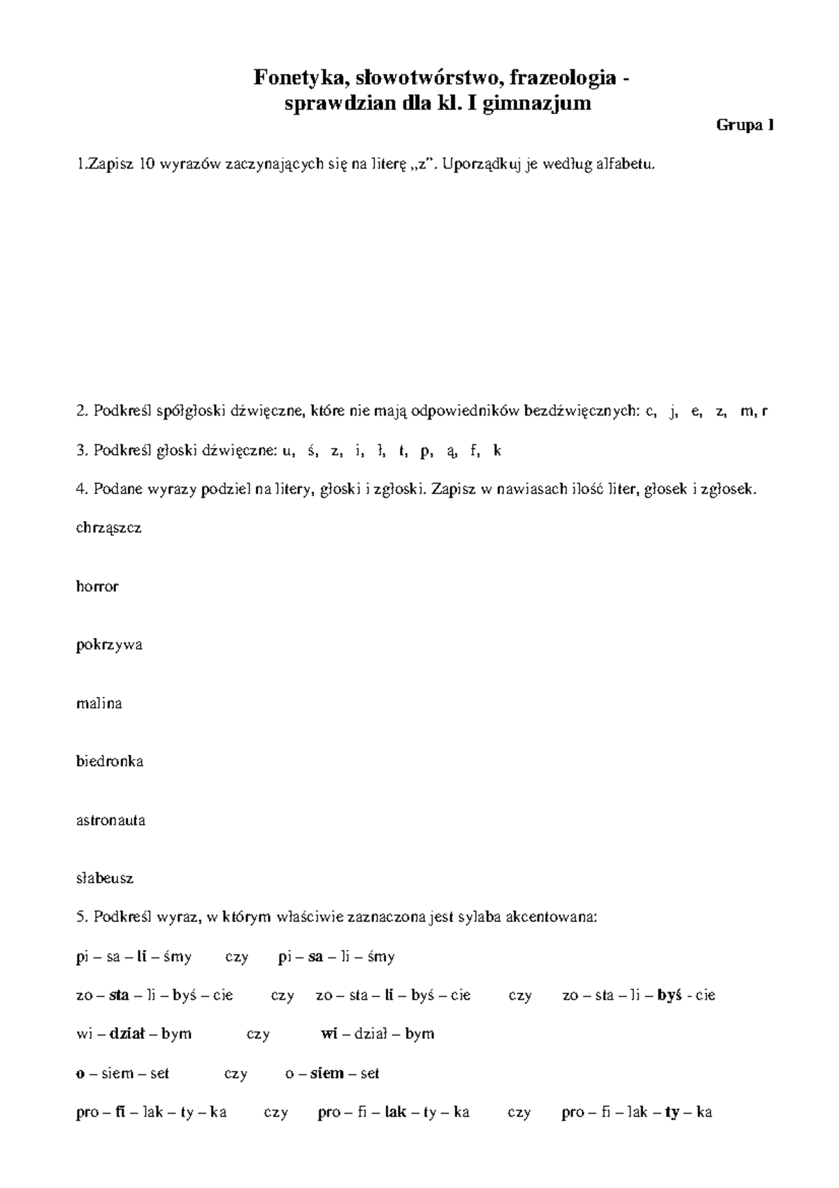 Słowotwórstwo Cz.1 Sprawdzian 2 Gimnazjum Wsip www.studocu.com