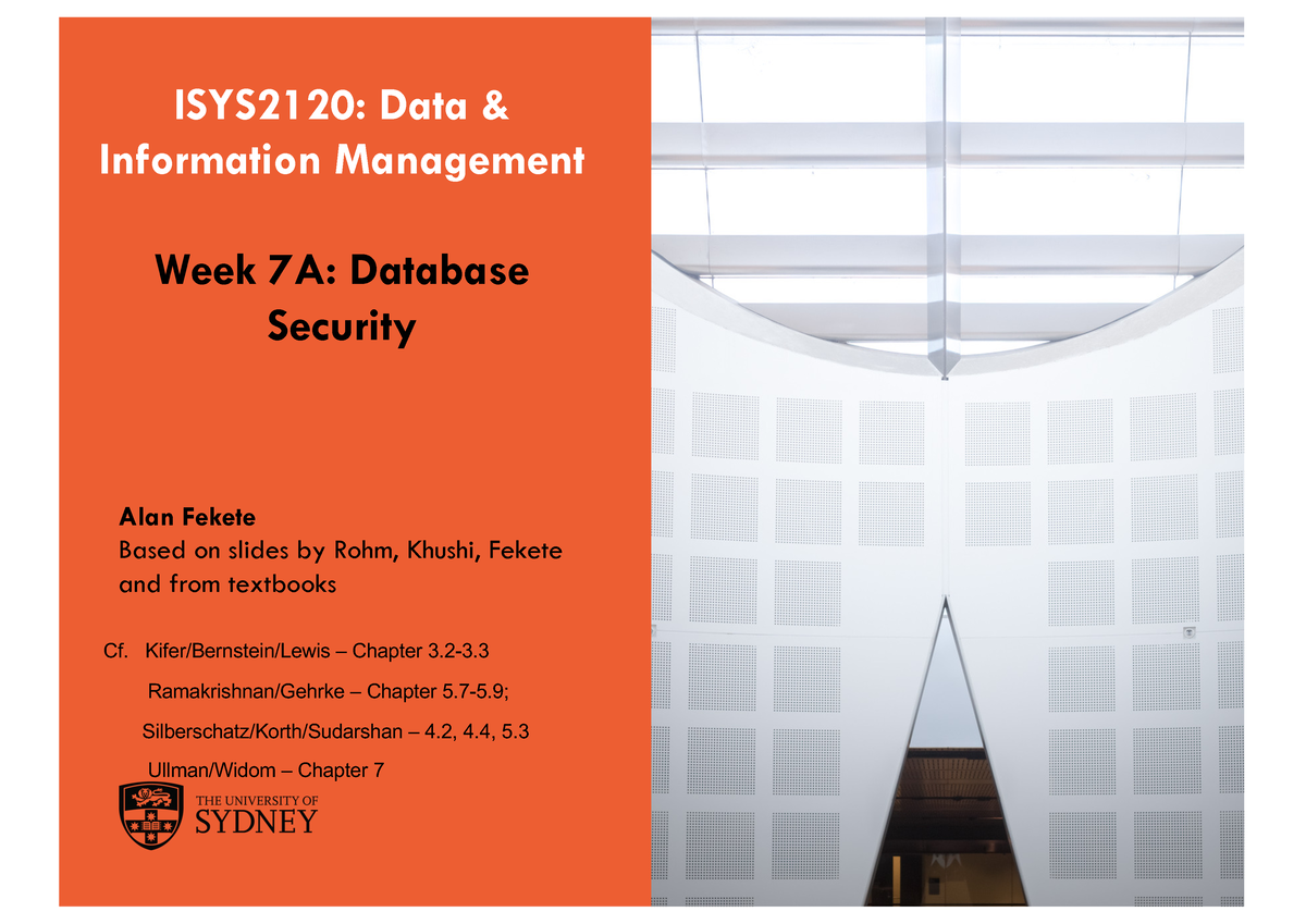 ISYS07A Views Security-2022 - ISYS2120: Data & Information Management ...