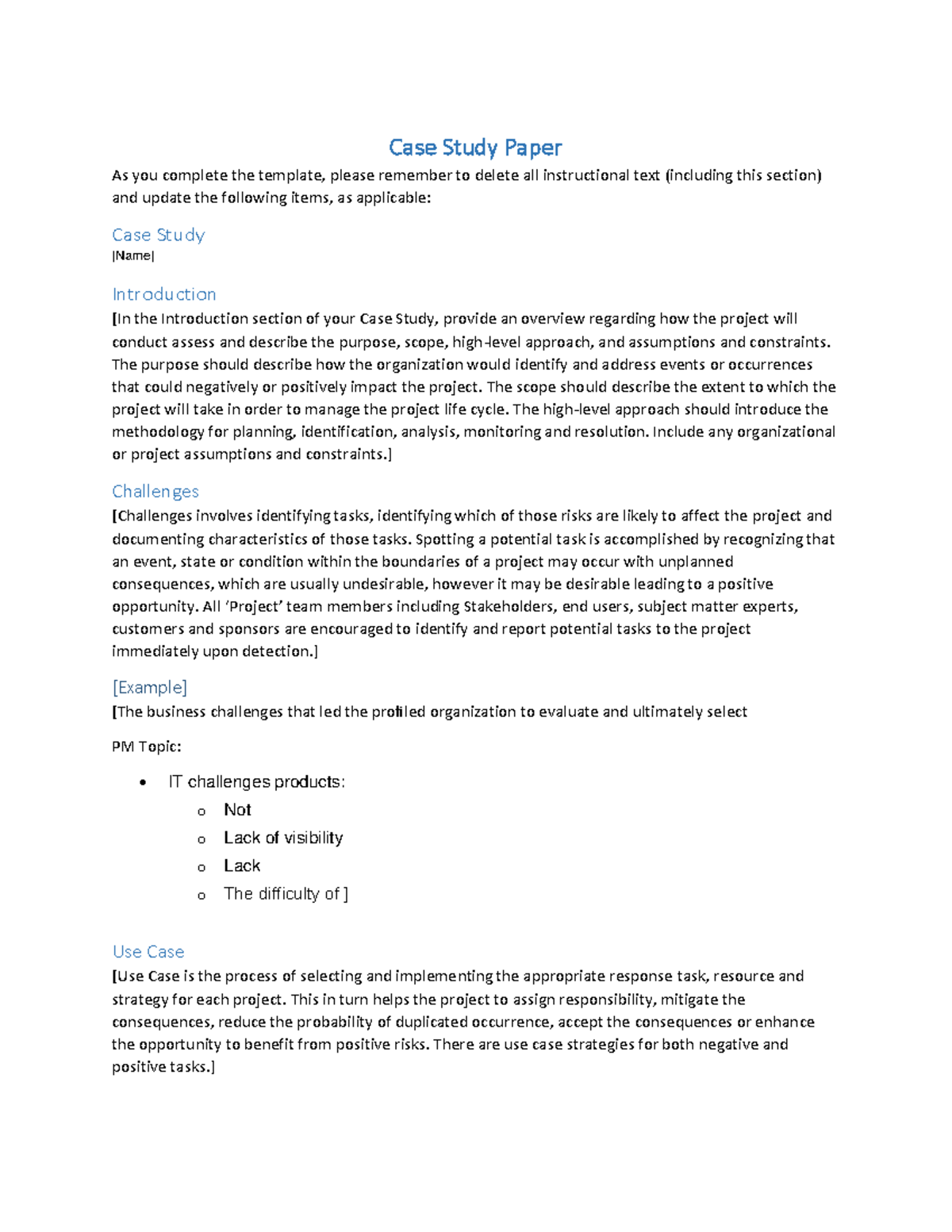 Case Study Paper - N/A - Case Study Paper As You Complete The Template ...