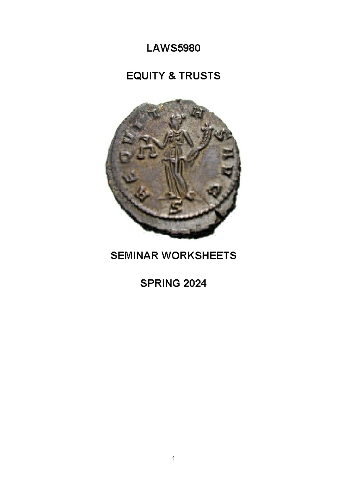 LAWS5980 Equity and Trusts - Seminar Worksheets 2024 (Auto Recovered ...