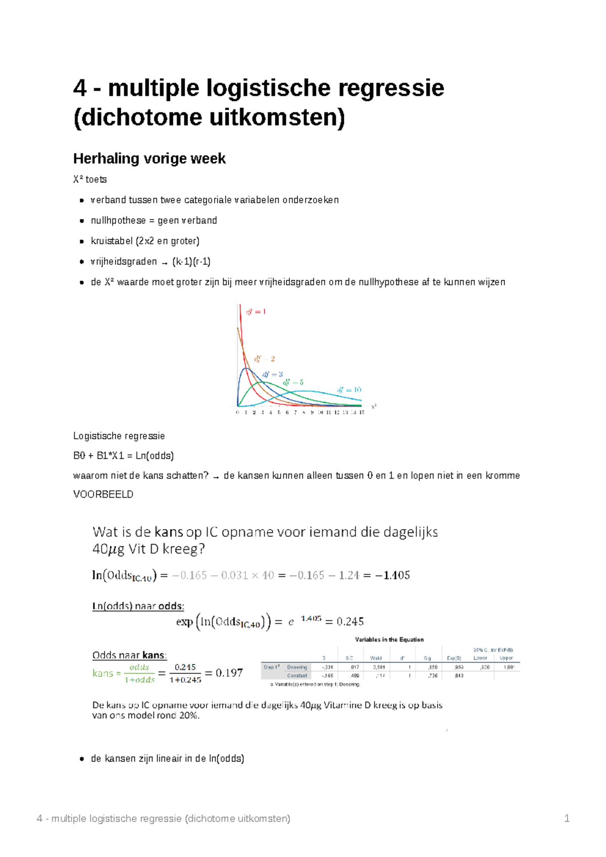 4 - Multiple Logistische Regressie (dichotome Uitkomsten) - Bij Een ...