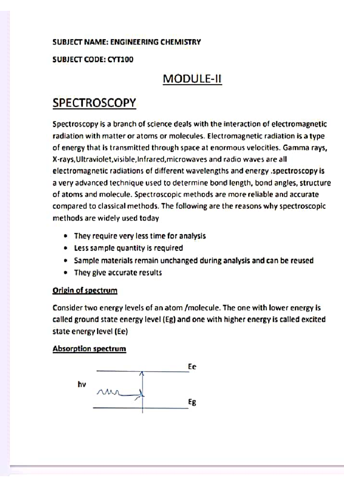 Chemistry Spectroscopy. PDF Engineering Chemistry Studocu
