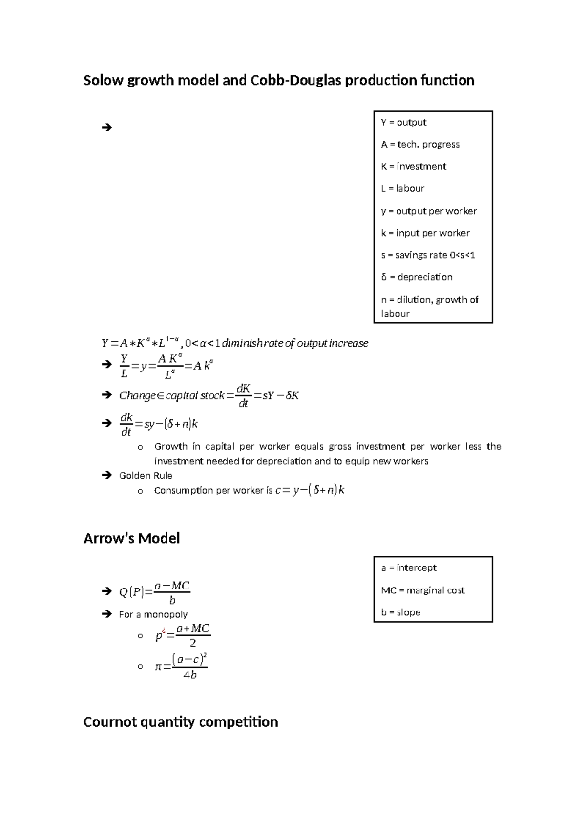 Formulas - Zusammenfassung Technology and Innovation Management ...