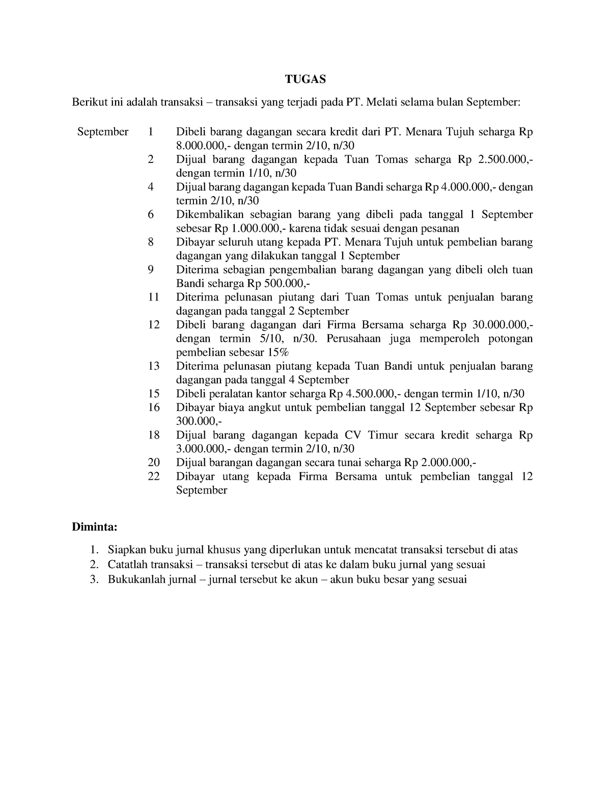 Soal Jurnal Khusus - TUGAS Berikut Ini Adalah Transaksi – Transaksi ...