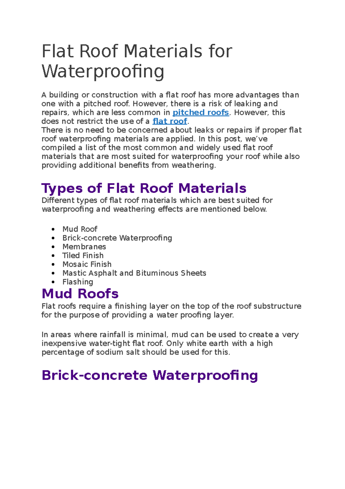 Flat Roof Materials For Waterproofing - Flat Roof Materials For ...