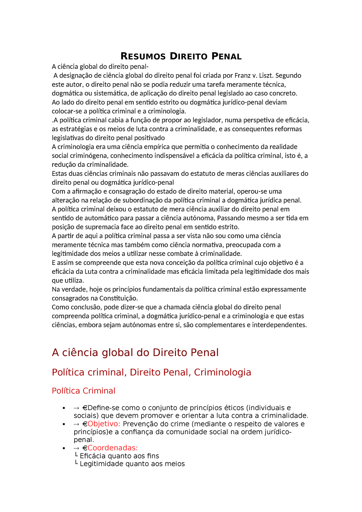 Resumos Direito Penal Ms - RESUMOS DIREITO PENAL A Ciência Global Do ...