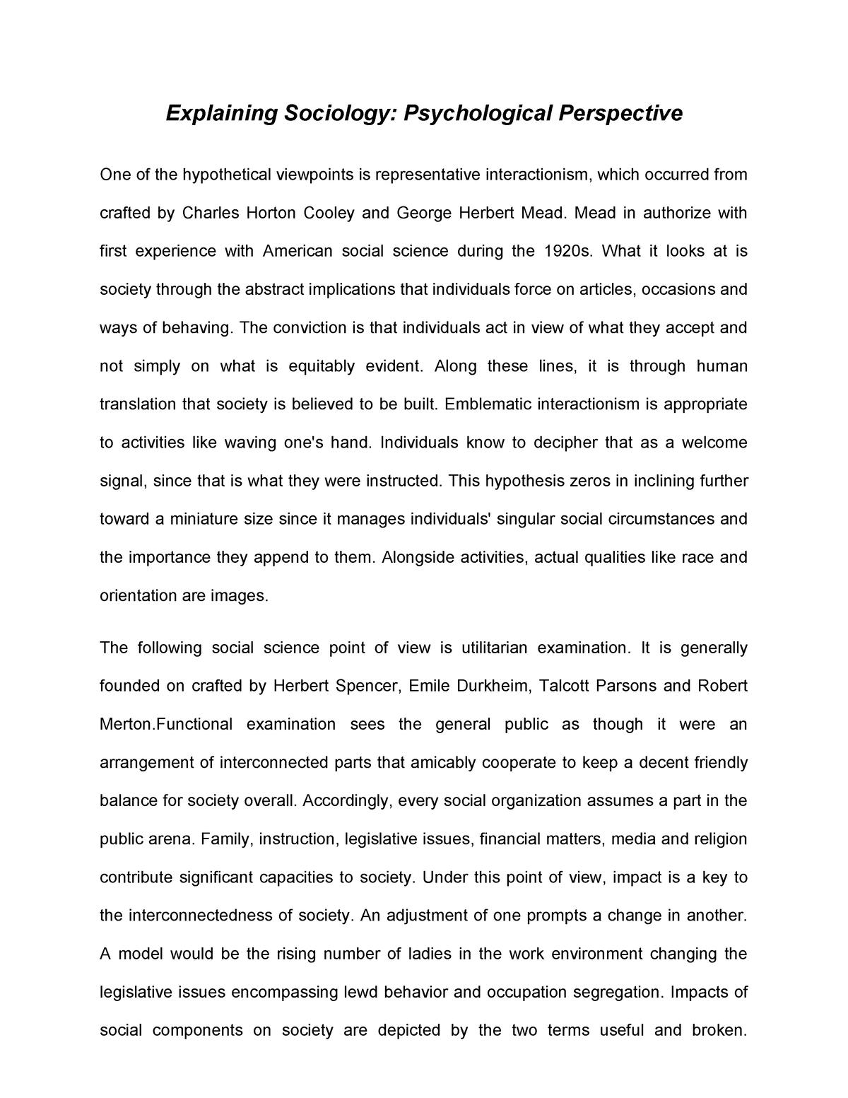 psychological perspective essay